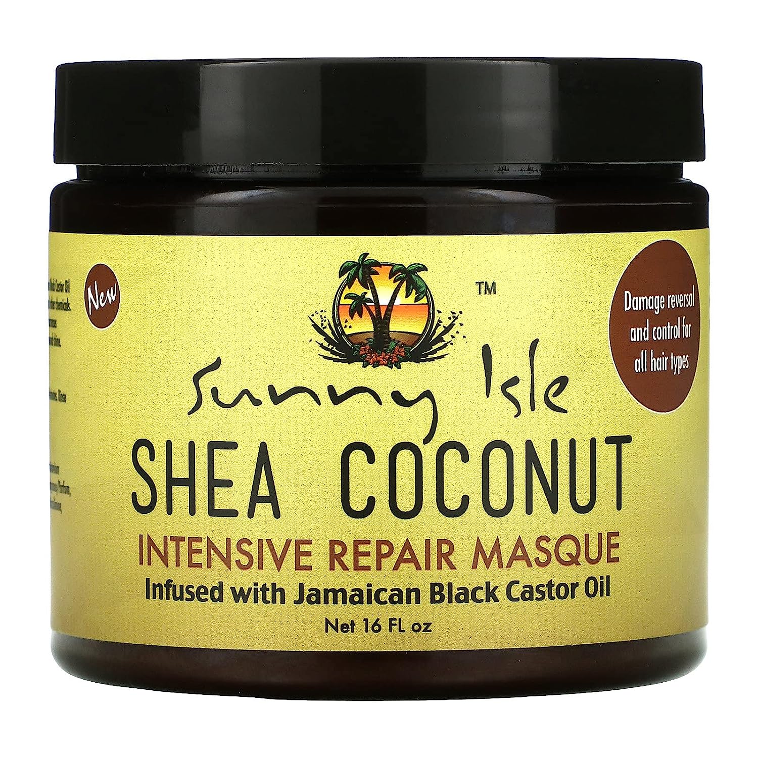 Sunny Isle Jamaican Black Castor Oil Shea Coconut Oil Intensive Repair Masque | Shea Castor Strengthening & Split End Repair - 16oz - image 1 of 7