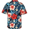 thumbnail image 2 of Animal Cheetah Print Blue Mens Hawaiian Shirt Short Sleeve Casual Button Up Tropical Summer Beach Shirt, 2 of 9
