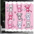 thumbnail image 4 of Ambesonne Anime Shower Curtain, Funny Japanese Doodle, 69"Wx75"L, Purple Pink Blue, 4 of 5