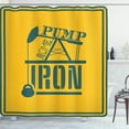 thumbnail image 1 of Ambesonne Fitness Shower Curtain, Pump Some Iron Vintage, 69"Wx75"L, Petrol Blue Marigold, 1 of 3