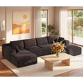 thumbnail image 6 of 135" U/L Shaped Corduroy Modular Sofa, Frameless Memory Foam Deep Seating with Movable Ottoman, Black, 6 of 12