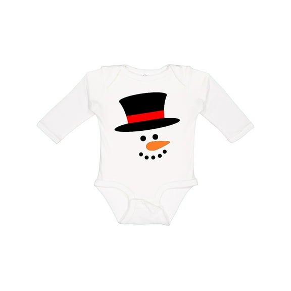 Inktastic Snowman with Top Hat and Carrot Nose Boys or Girls Long Sleeve Baby Bodysuit