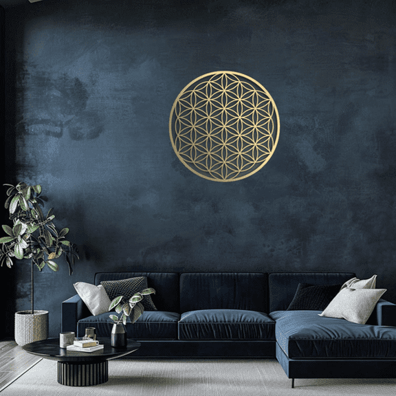 Lotus Metal Wall Art Decor, Round Floral Aluminum Wall Hanging, Modern Decorative Wall Sculpture for Living Room, Bedroom, Above Sofa, Elegant Metallic Home Accent