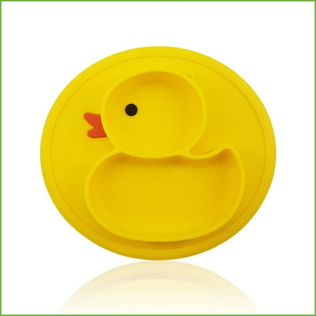 Lepai Baby Duck Silicone Baby Dinner Plate Grid Kids Cute Dinner Plate ...