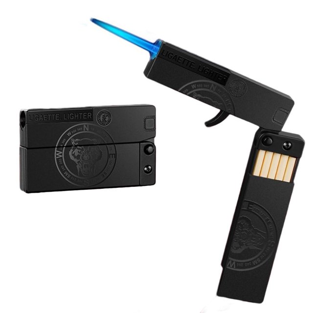 QIPOPIQ Torch Lighter,Windproof Jet Lighter,Adjustable and Refillable,Cool Foldable Lighters,for Candle Grill Camping,Men Gift