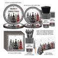 thumbnail image 2 of ​133-Pc Christmas Tree Party Supplies - Disposable 54"x72" Tablecloth + 9"/7" Plates/Napkins/Cutlery Set for 20+ Guests, Tree Theme Coordinated Decor​​ Multicolor, 2 of 6