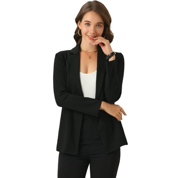 DARING DIVA Women's Long Sleeve Work Office Open Front Suit Jacket XS Black