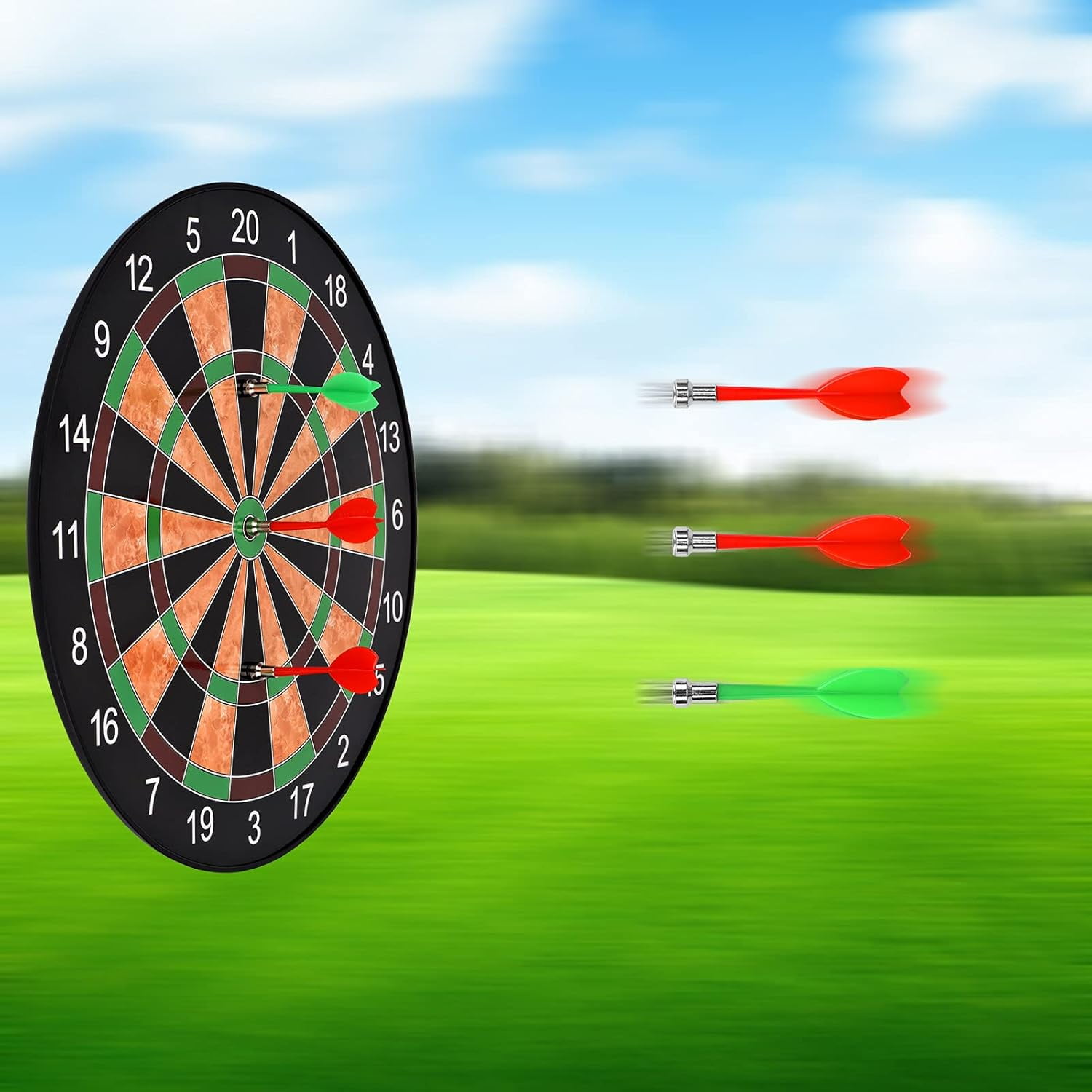 Bestyol Dartboard, 17" Magnetic Dartboard with 12 Magnets Darts Arrows in 2 Colors for Children and Adults