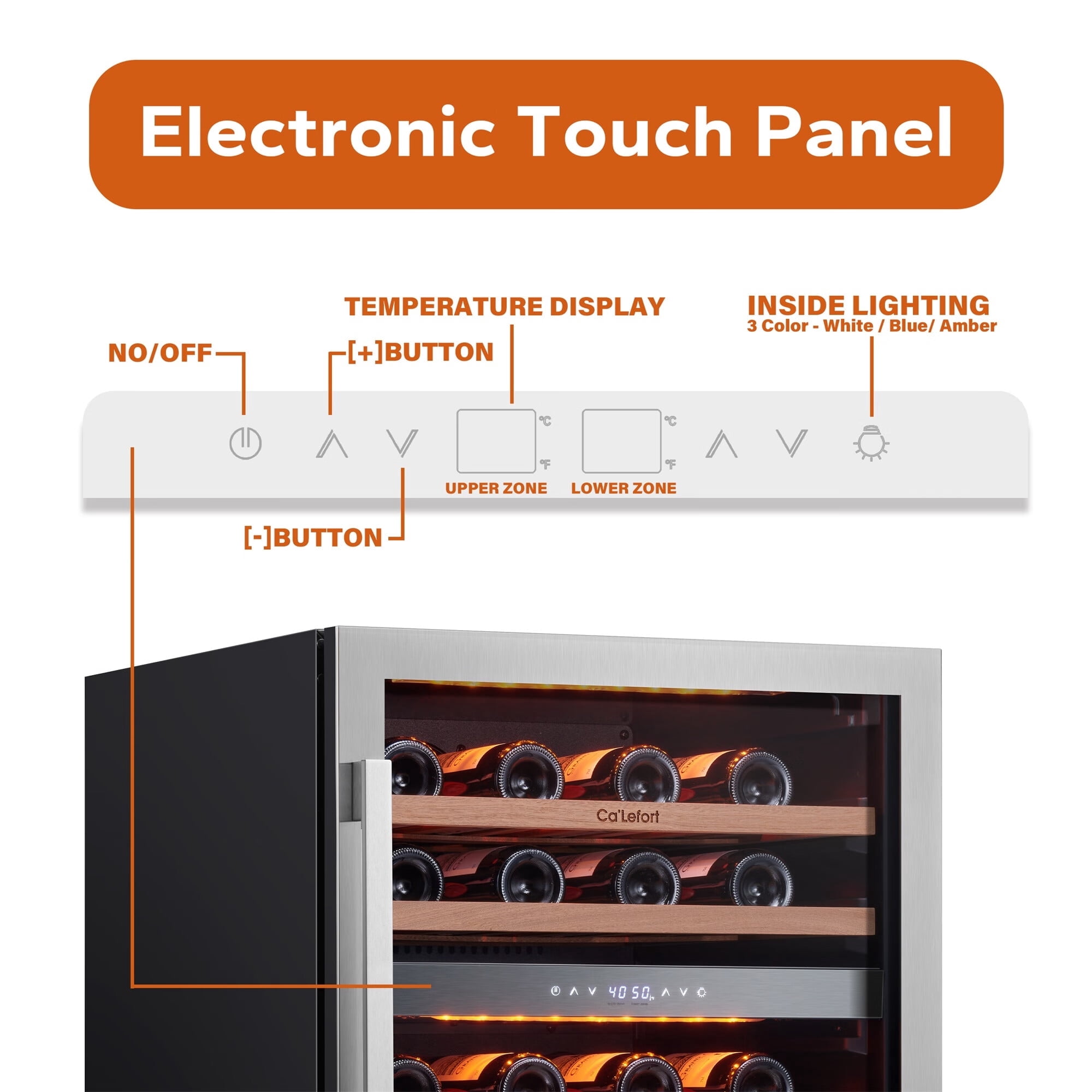 Ca'Lefort 24Inch Wine Cooler Refrigerator,46 Bottle Built in Wine Fridge Dual Zone for Home Office