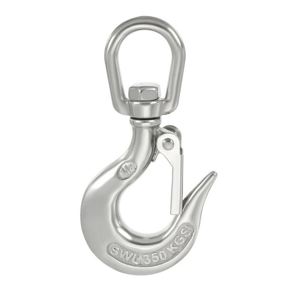 Uxcell Lifting Swivel Hook 772lbs/0.35T Working Load, 304 Stainless Steel Heavy Crane Hoist Hook Safety Latch Swivel