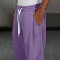 thumbnail image 4 of dazeni Men’s Baggy Sweatpants High Waisted Elastic Waist Drawstring Sweat Pants Comfy Wide Leg Casual Loose Joggers with Side Pockets Purple Large, 4 of 7