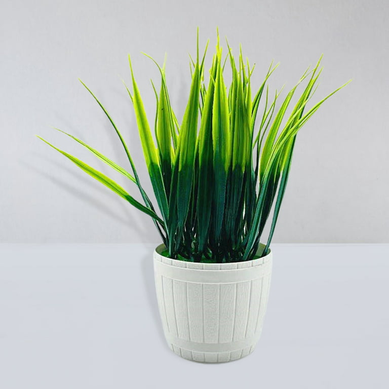 Artificial Plant Bonsai Fade-less Realistic No Watering Fake Straw Plant Table Potted Ornaments for Home Blue Plastic, Size: 25
