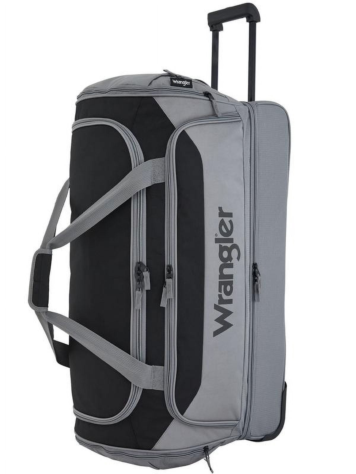 Wrangler 30" Drop-Bottom Rolling Travel Duffel with Interior Toiletry Pocket - Sharkskin