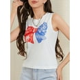 thumbnail image 3 of Aojekbee 4th of July Women Tank Tops Bowknot/Flag Print Crew Neck Sleeveless Casual Vests Independence Day Summer Loose Tops, 3 of 10