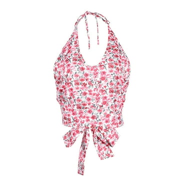 Women’s Fashion Floral V-neck Bandage Exposed Navel Halter Camisole