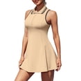 thumbnail image 1 of Charmo Robe de Tennis à Fermeture Éclair pour Femmes, Robe Polo d'Entraînement de Golf avec Shorts et Poches, 1 of 6