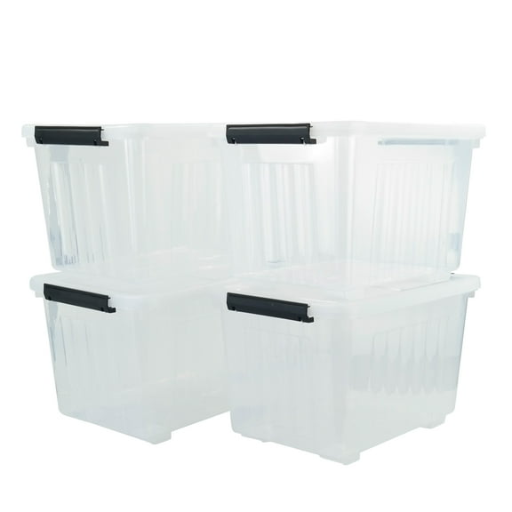 Nesmilers 50 Quart Plastic Storage Bins with Latching Lids, 4 Pack Large Clear Storage Container