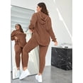 thumbnail image 3 of Plus Size Women 2 Piece Outfit, Ribbed Knit Hooded Long Sleeve Top and High Waist Leggings Set, 3 of 5