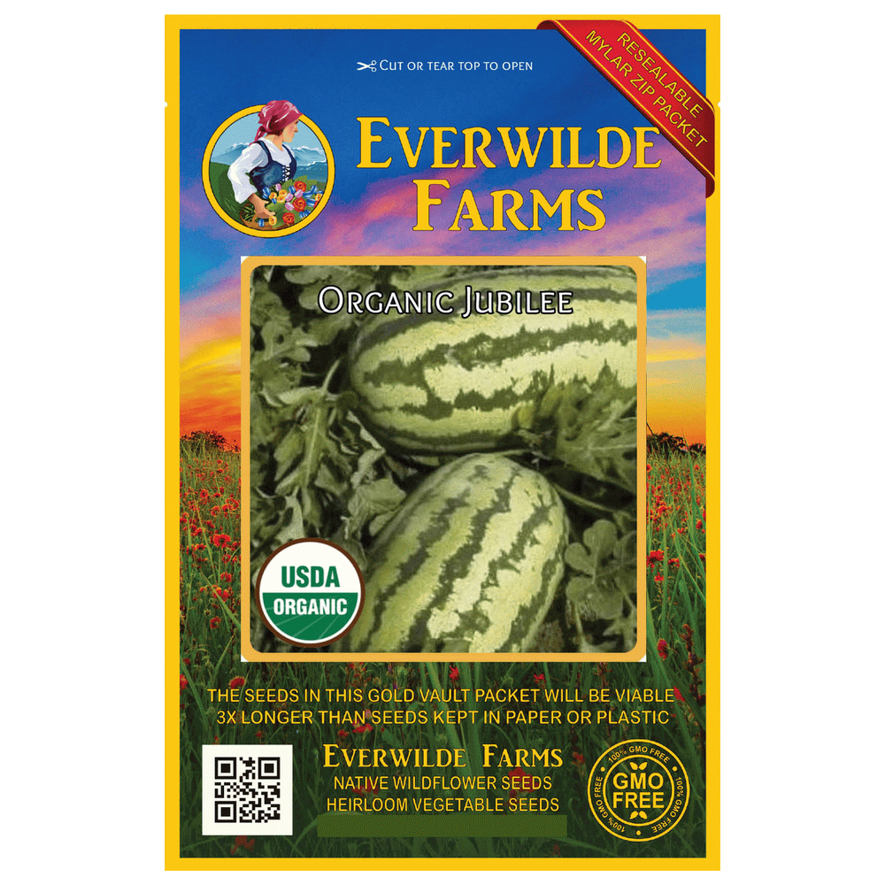 Everwilde Farms 20 Organic Jubilee Watermelon Seeds Gold Vault