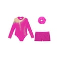 thumbnail image 3 of TTAO Girls Gymnastics Leotard Kids Long Sleeve Sports Unitard with Shorts and Hairband for Gym Dance B Hot Pink 16, 3 of 5