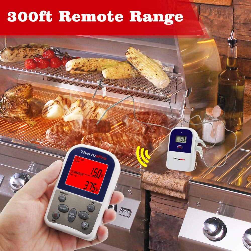 ThermoPro TP08 300FT Wireless Meat Thermometer for Grilling Smoker BBQ Grill  Oven Thermometer with Dual Probe Kitchen Cooking Food Thermometer - Yahoo  Shopping