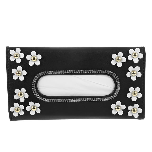 WHAMVOX Car Tissue Holder Visor PU Leather Black with Easy Installation and Removal 6.5x4.3x2.8 Inches