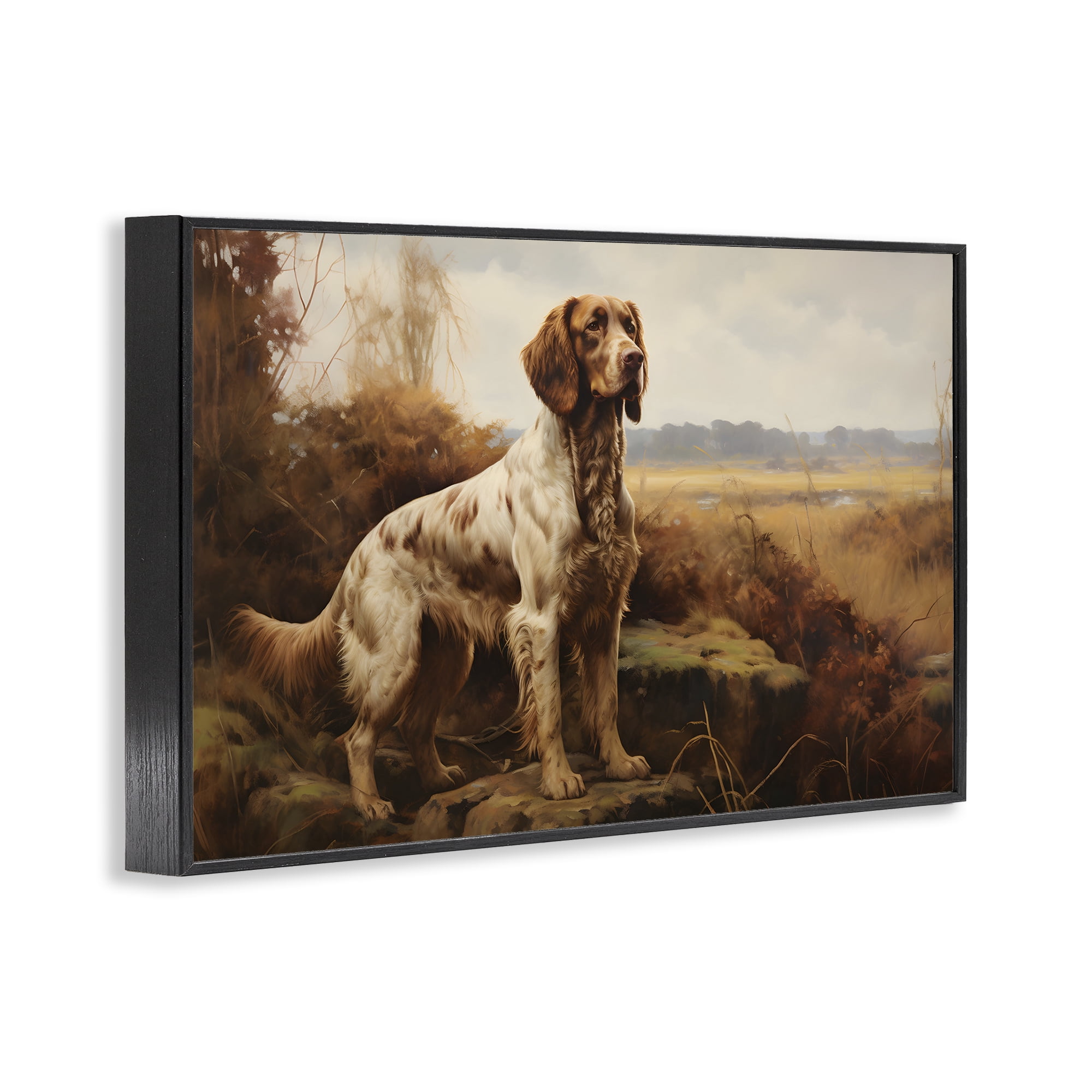 Stupell Industries On The Hunt Scenery Landscape Painting Black Framed Art Print Wall Art, 18 x 12