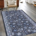 thumbnail image 3 of Navy Blue Floral Area Rugs Collection 4'x6', Ethnic Tribe Abstract Art Flowers Non Slip Indoor Rectangle Throw Runner Rug Floor Mat Carpet for Living Room Dining Table Bedroom Nursery, 3 of 9