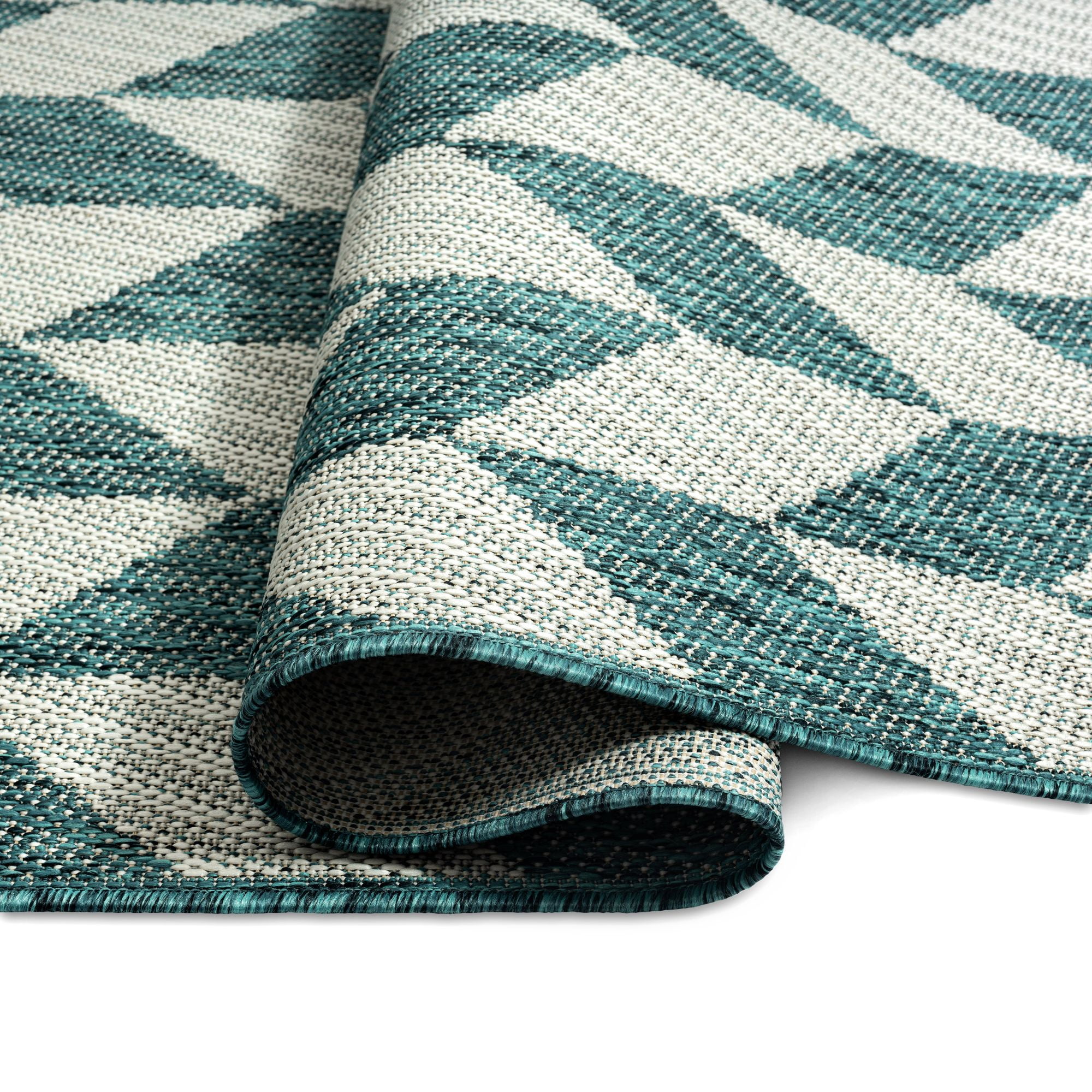 Nicole Miller New York Patio Country Calla Contemporary Herringbone Indoor/Outdoor Area Rug, Green/Cream, 6'6"x9'2"