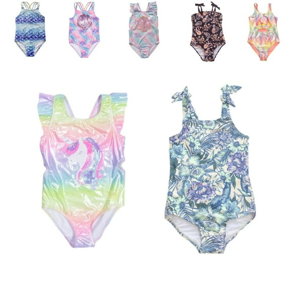 Uccdo 5-14Y Girls Sparkle One-Piece Swimsuits Swimwear Summer Bathing Suits Beachwear