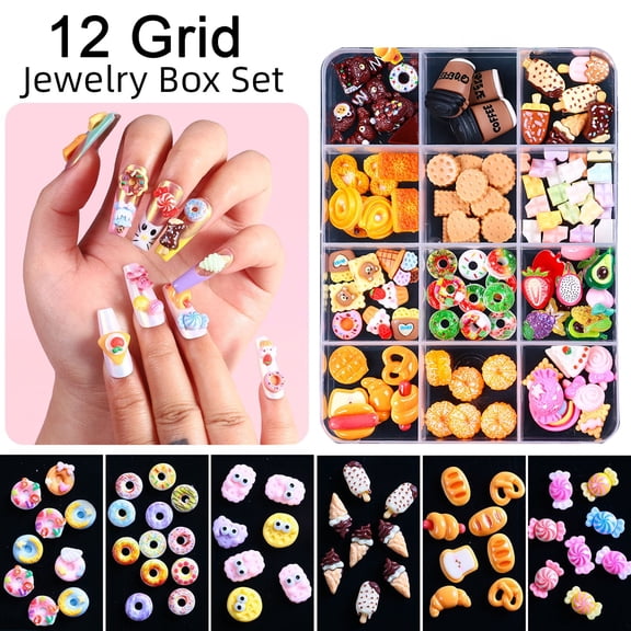 SmartBy 1 Set 3D Nail Art Charm Assorted Mini Acrylic Nail Design Jewelry Resin Charm DIY Crafts Nail Decoration Accessories