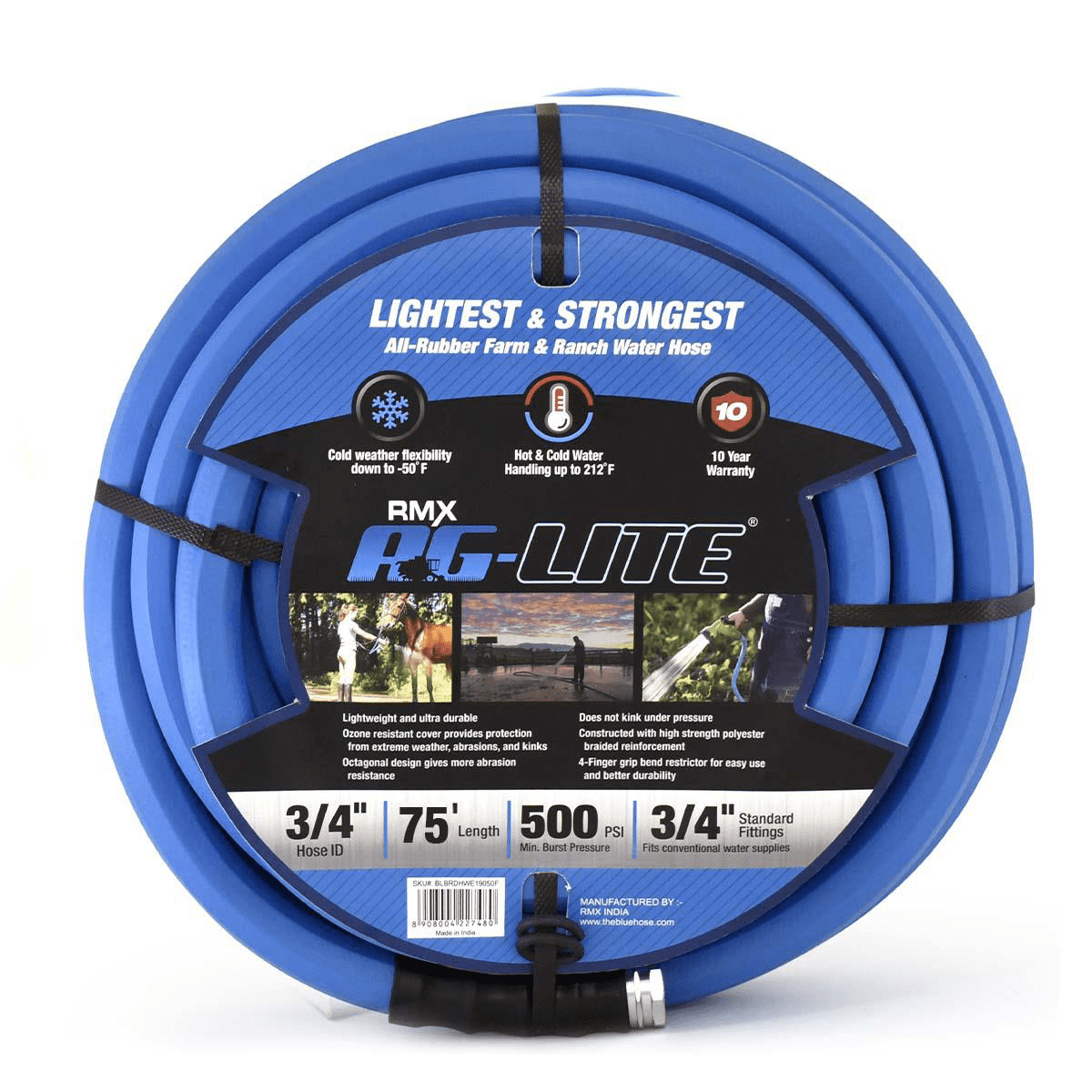 AG-Lite 3/4" x 75' Rubber Water Hose