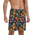 thumbnail image 2 of Kdxio Colorful Pineapples1 Print Mens Sleep Shorts Bottoms Soft Comfy Pajama Wear Pants with Drawstring Pockets, 2 of 7