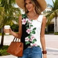 thumbnail image 2 of TaTaai 2026 Summer Women’s Pa Button Sleeveless Tee Irregular Neck Loose Vest Casual Solid Color Printed Cutout Fashion Top Polyester Daily Gift, 2 of 8