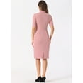 thumbnail image 3 of DARING DIVA Sheath V Neck Work Office Bodycon Midi Dresses M Grey Pink, 3 of 6