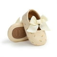 thumbnail image 6 of Baby Girls Fall Shoes Floral Pattern Big 3D Bow Non-Slip First Walking Adorable Soft Sole PU Shoes, 6 of 9
