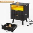 thumbnail image 6 of AOGLLATI Night Stand with Charging Station and Fluted Panel, 2 Drawers Black Nightstand with LED Lights and Open Storage Cubby, Modern LED Bedside Table with Metal Handle for Bedroom, 6 of 8