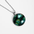 thumbnail image 4 of Peacock Feathers Women's Glass Circular Pendant Necklace, 4 of 5
