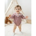 thumbnail image 6 of BemeyourBBs Girl Thanksgiving Romper Long Sleeve Turkey Embroidery Plaid Jumpsuit, 6 of 9