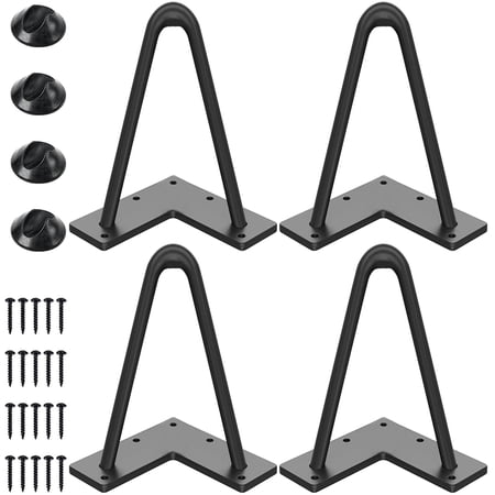 TMS Hairpin Table Legs 1/2'' 2 Solid Steel Rods, 900lbs Load Capacity, Mid-Century Style for Coffee Table, Side Table, Night Stand (8 Inch)