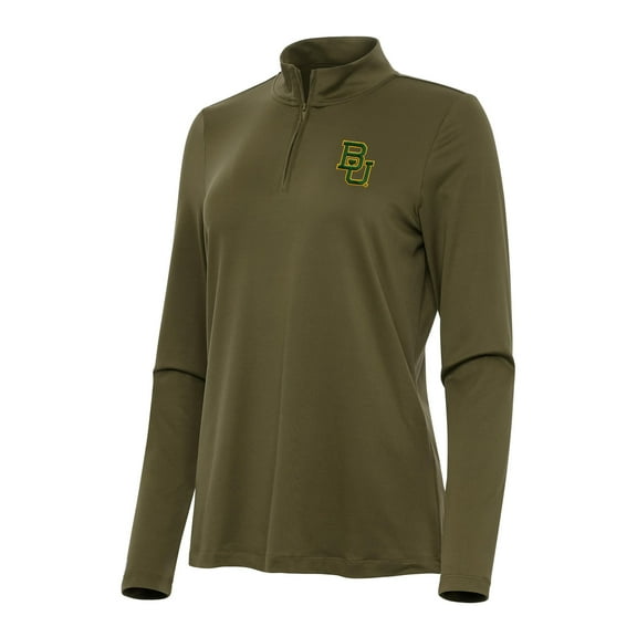 Women's Antigua Olive Baylor Bears Reprocess Quarter-Zip Top