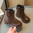 thumbnail image 2 of Lovzfmll Boys Girls Ankle Boots, Casual Warm Fleece Lined Back Zipper Flat Boots, Round Toe Chunky Heel Winter Booties for Kids 9.5-10 Years, Brown, 2 of 8