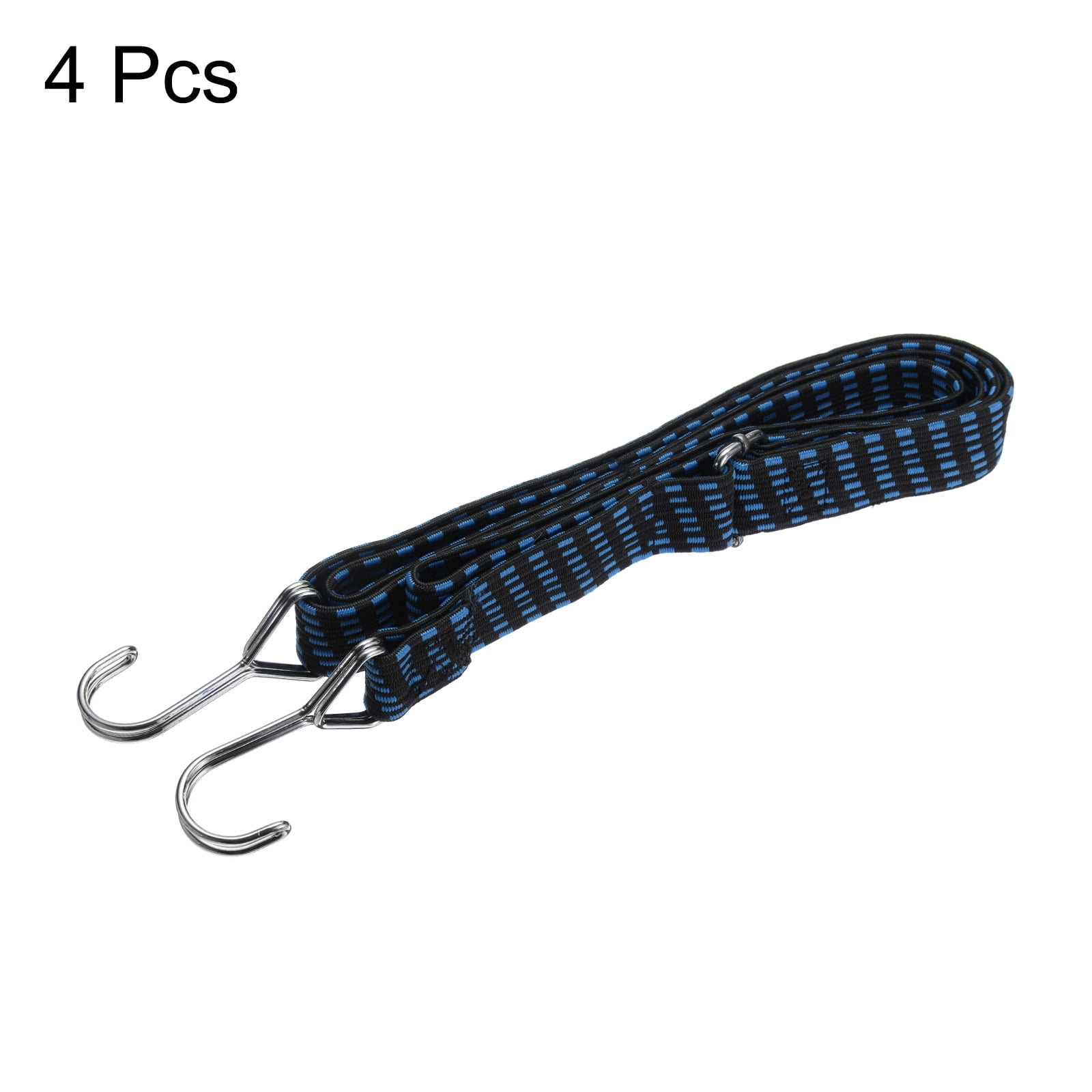 Uxcell 4Pcs Bungee Cord with Hooks 78" Latex Bungee Cords for Outdoor Camping Straps, Black Blue