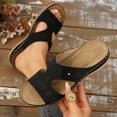 thumbnail image 2 of HomeDM Low Wedge Platform Sandals for Women Open Toe Slip On Summer Comfort Walking Beach Slide Sandals, Black Size 5.5, 2 of 9