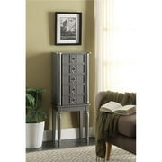 Wood Jewelry Armoire with 5 Drawers, Silver - 40 x 10 x 16 in.