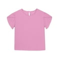 thumbnail image 3 of Gamivast Girls Cotton Linen T Shirts Summer Crewneck Petal Short Sleeve Shirts Loose Fit Cute Shirt Lightweight Flowy Solid Color Casual Tops Pink 10-12 Camiseta De Para Niños My Orders, 3 of 5