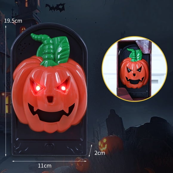 Xihbxyly Timbre de Halloween, Diseño de Calavera y Calabaza Espeluznante, Luz Brillante y Efectos de Sonido, Experiencia Interactiva, Casa Embrujada, Decoración para Fiestas, Fácil Instalación, Tamañ