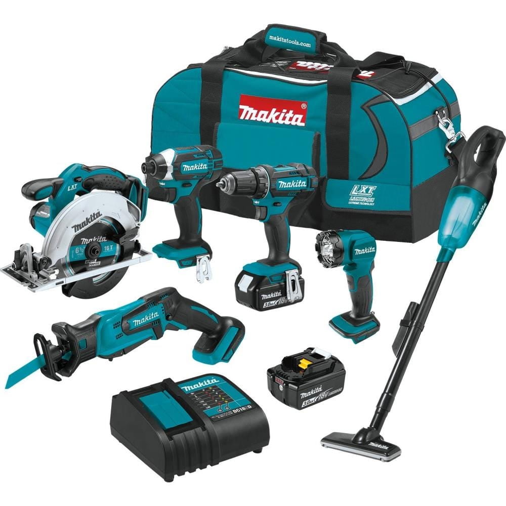 MakitaXT614SX1 18V LXT LithiumIon Cordless 6Piece Combo Kit with (2