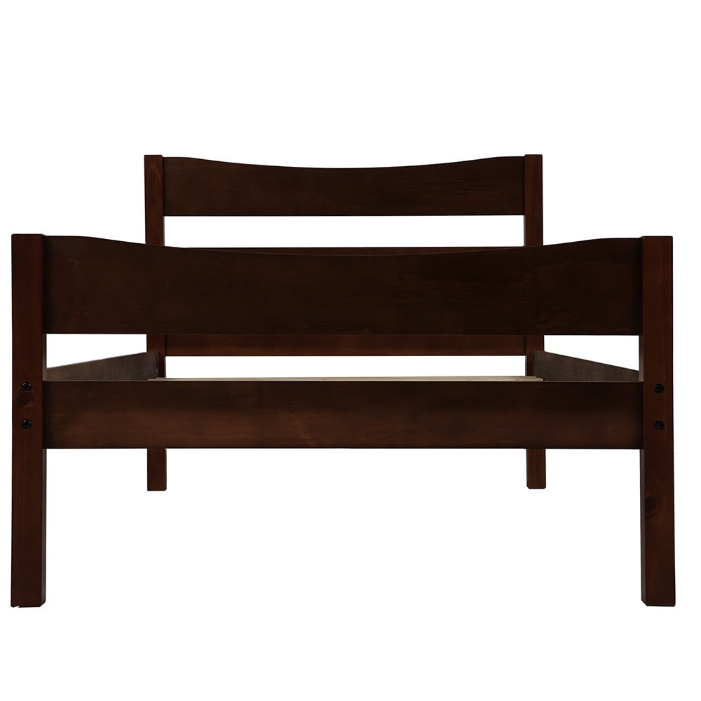 Classic Platform Beds with Headboard, Wood Bed Frame for Bedroom, Espresso