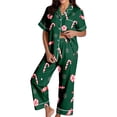 thumbnail image 3 of JAJAHO Women's Christmas Pajamas Candy Cane Print Button Down Short Sleeve 2 Piece Loungewear Sets With Pants, 3 of 7